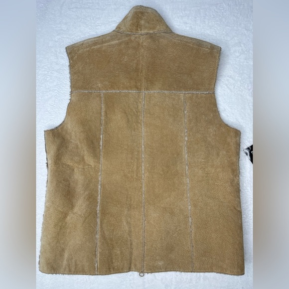 NWT Express Leather Sherpa Deadstock Two Way Zip Vest Y2K Sz M Bratz Ski Warm - Picture 11 of 12